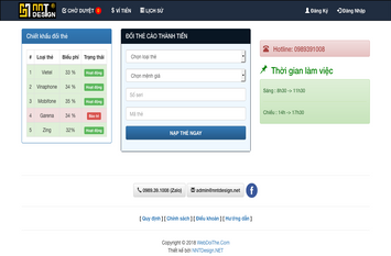 Nhận làm website đổi thẻ cào thành tiền - Thiết kế web đổi thẻ